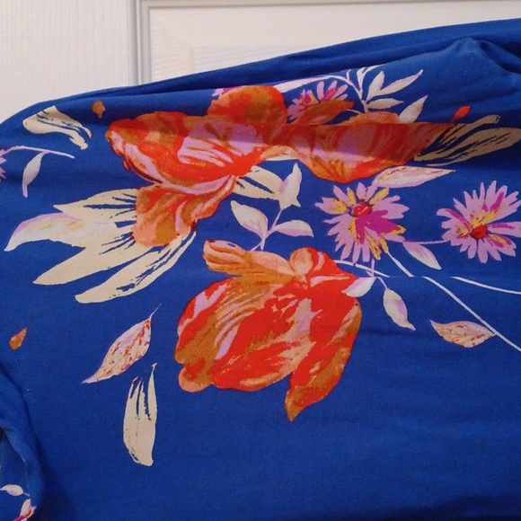 Free People Gemma Cobalt Blue and Orange Floral Tunic Top/Dress ** SZ M - Picture 5 of 12